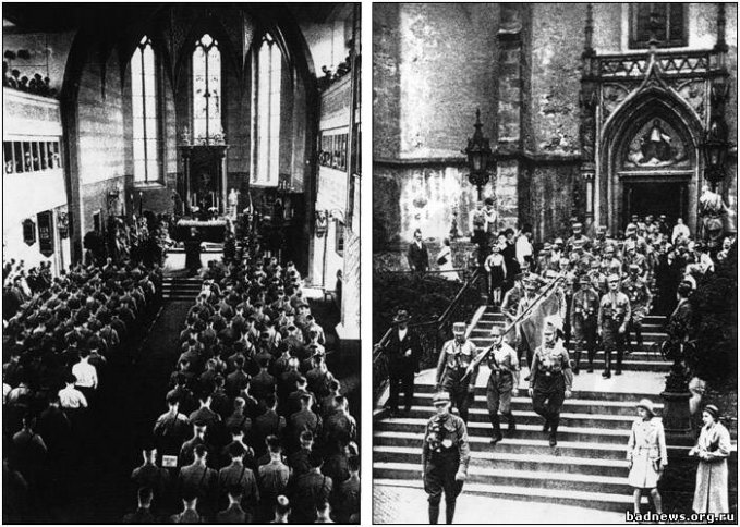 «Коричневый Собор» лютеран, пастыри одеты в фашистскую униформу