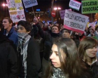 В Мадриде столкновения демонстрантов с полицией