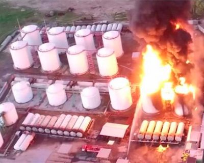 Видео взрыва нефтебазы под Киевом