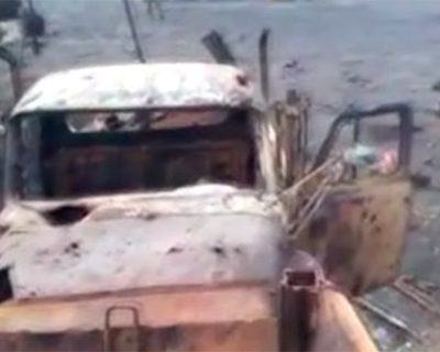 Разгромленные позиции карателей под Горловкой