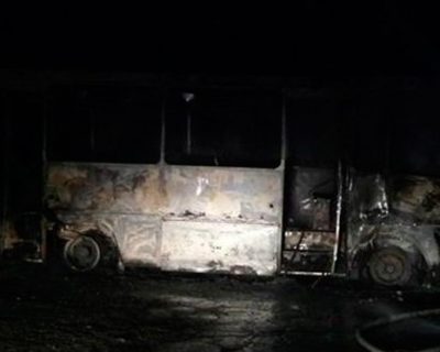 В Запорожье сожгли автобус карбата "Донбасс"