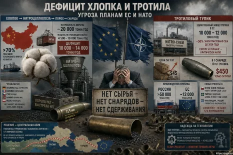 WSJ: европейский ВПК упёрся в хлопковый тупик — НАТО не хватает сырья для пороха и тротила