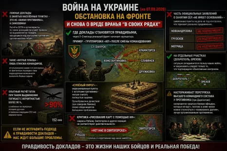 Война на Украине (на 07.09.2026). Обстановка на фронте. И снова о вреде вранья "в своих рядах"