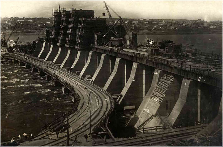 Строительство Днепрогэс имени Ленина, 1931 год.