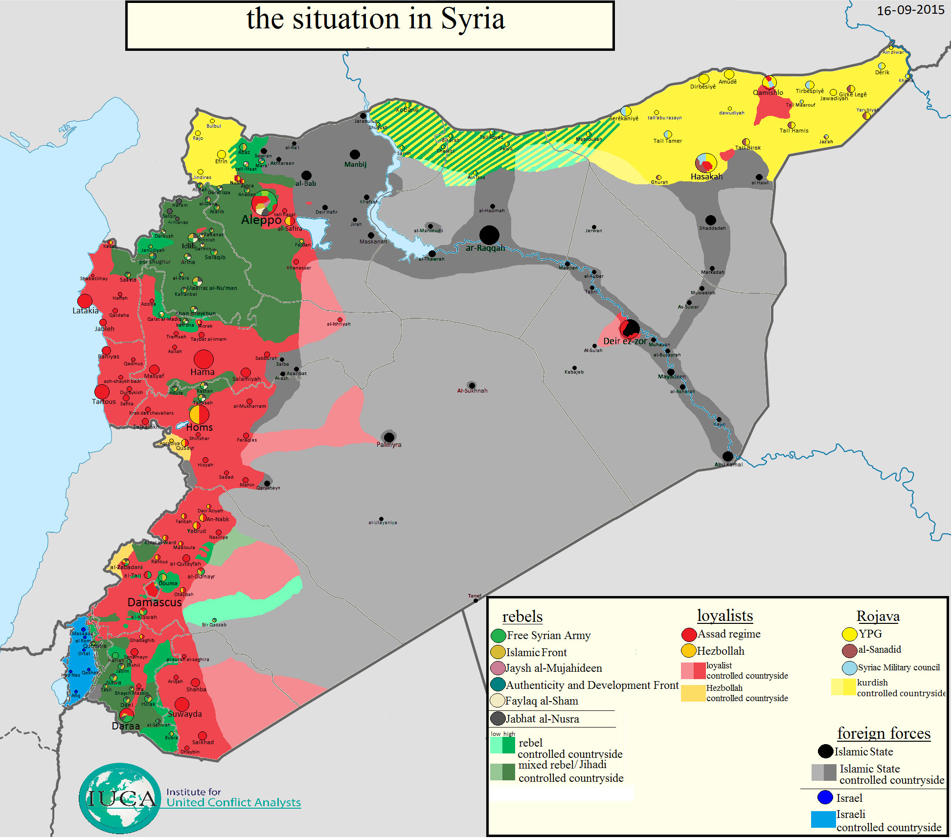 Военная ситуация в Сирии на 16 сентября 2015г.