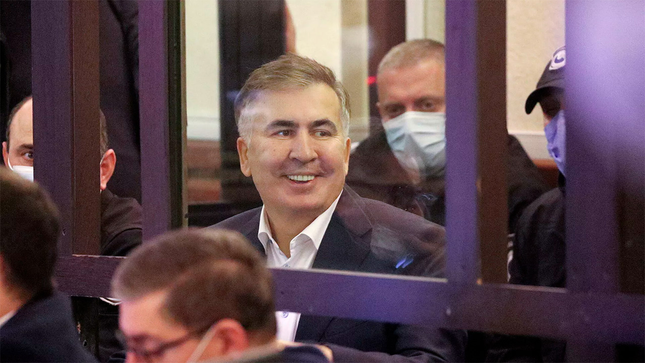 Михаил Саакашвили на судебном процессе в Тбилиси